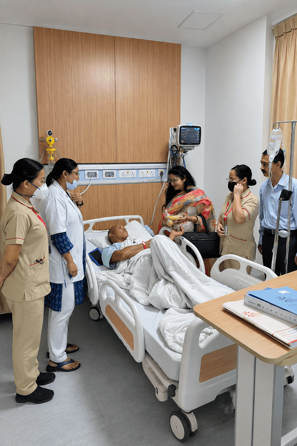 Food, fruit and other appropriate support for patients in need.